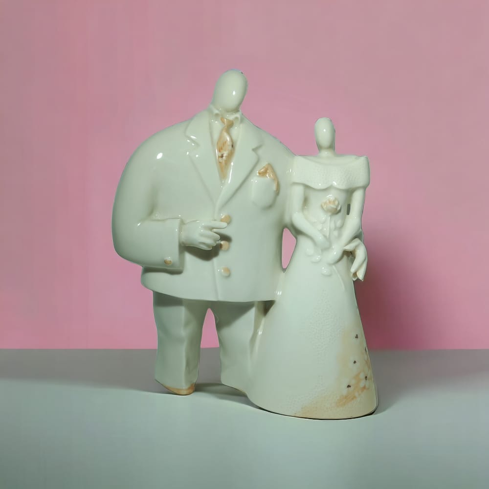 Ser Coppietta Sposi in Porcellana Fine Cake Topper 20x15 Stilizzati