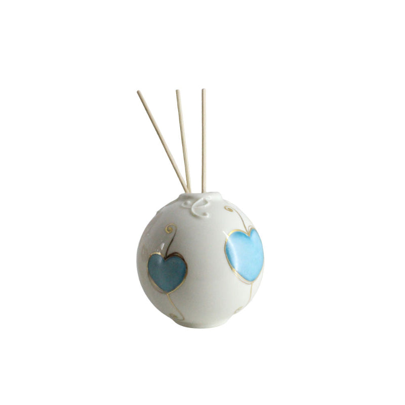 Ser Diffusore D' Aromi Cuore Celeste 9cm Made In Italy Porcellana Profumo