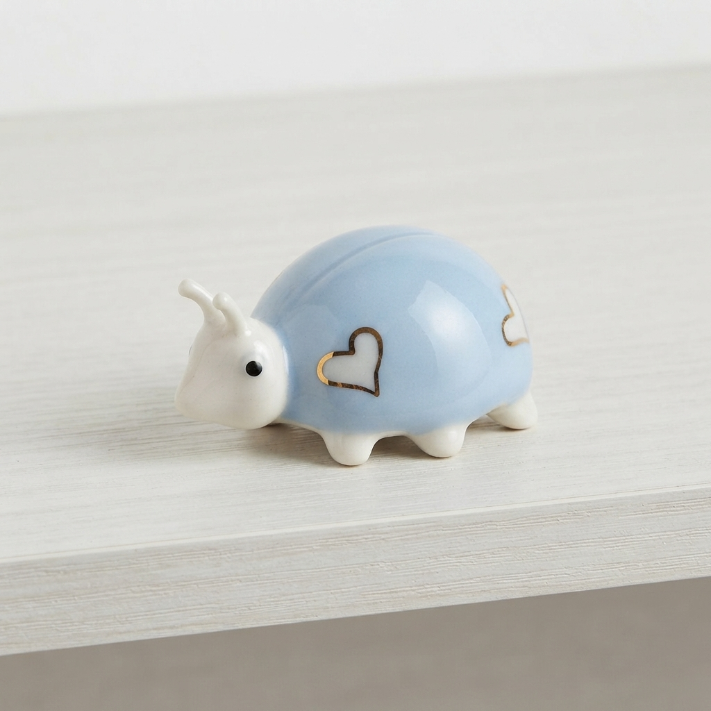 Ser Coccinella Porcellana di Capodimonte Azzurra 7x4,5x3 cm