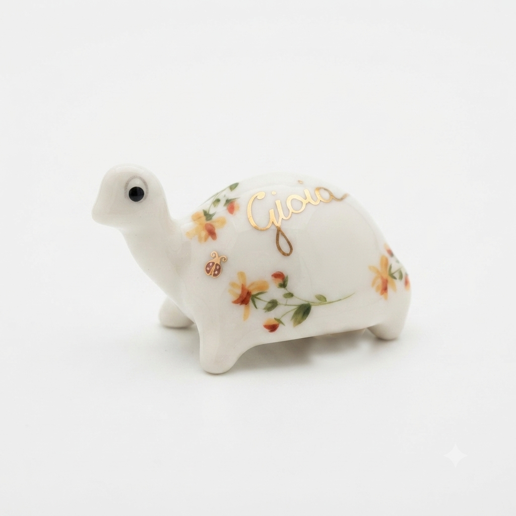 Ser Tartaruga in Porcellana di Capodimonte Floreale 7x5x4 cm Gioia