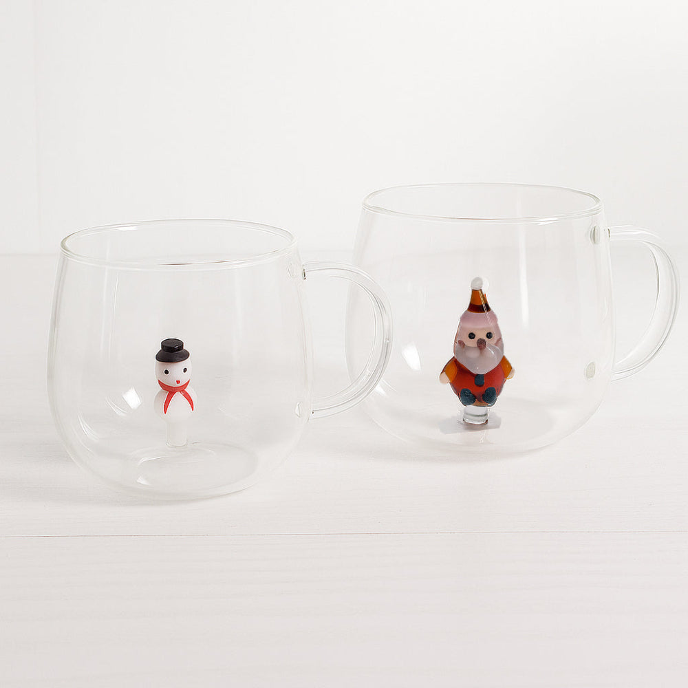Set 2 tazze Babbomatto in borosilicato decorate h 9,5×12 cm
