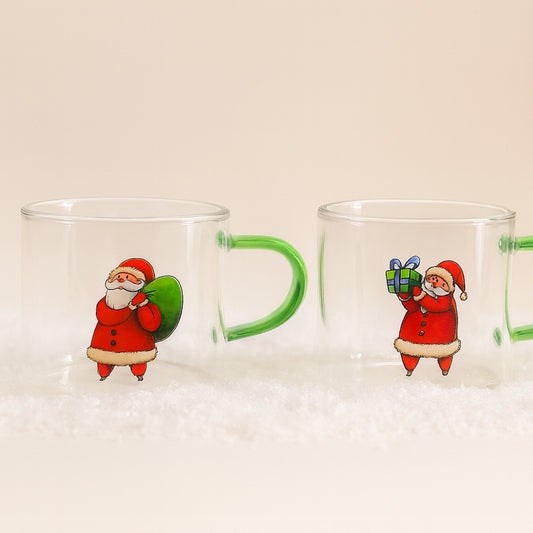 Set 2 tazzine Babbomatto in vetro borosilicato 5x8 cm per espresso e tisane