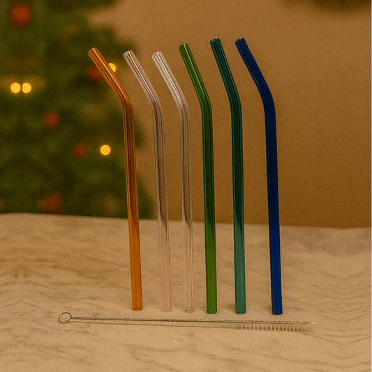 Set 6 cannucce in vetro colorate 20 cm Babbomatto con scovolino