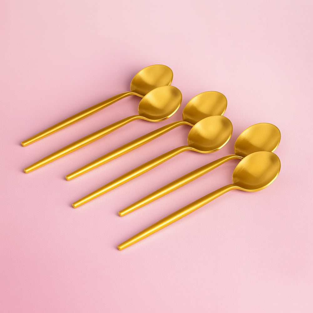 Set 6 cucchiaini caffè oro Cuorematto elegante bomboniera utile Made in Italy