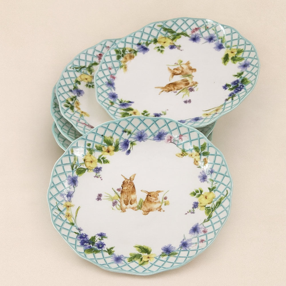 Set 6 piattini dolce Royal Family in ceramica Ø 20 cm