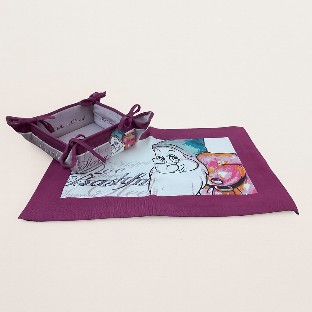 Set Egan Disney 7 Nani con tovaglietta e portapane in cotone