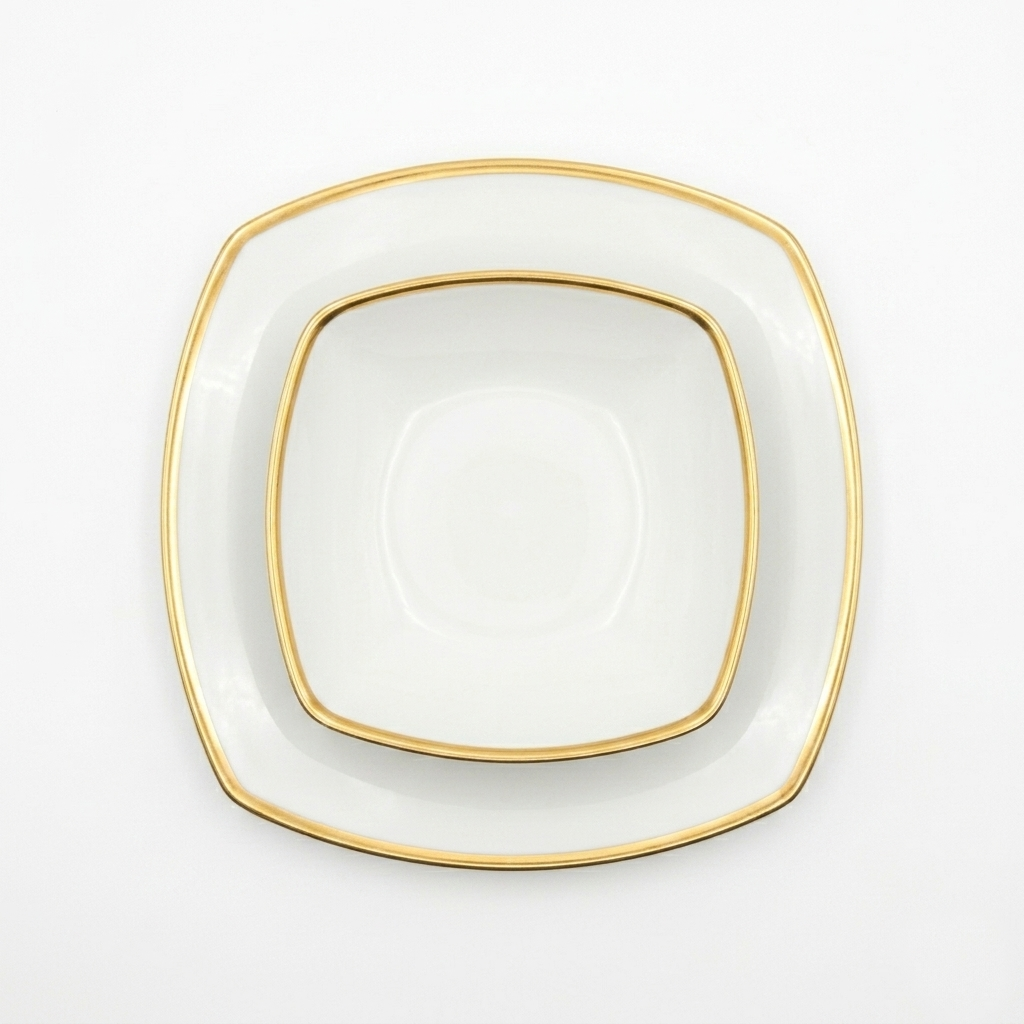 Set tavola ICC ceramica filo oro 12 pezzi piatti 27 cm e 19 cm elegante