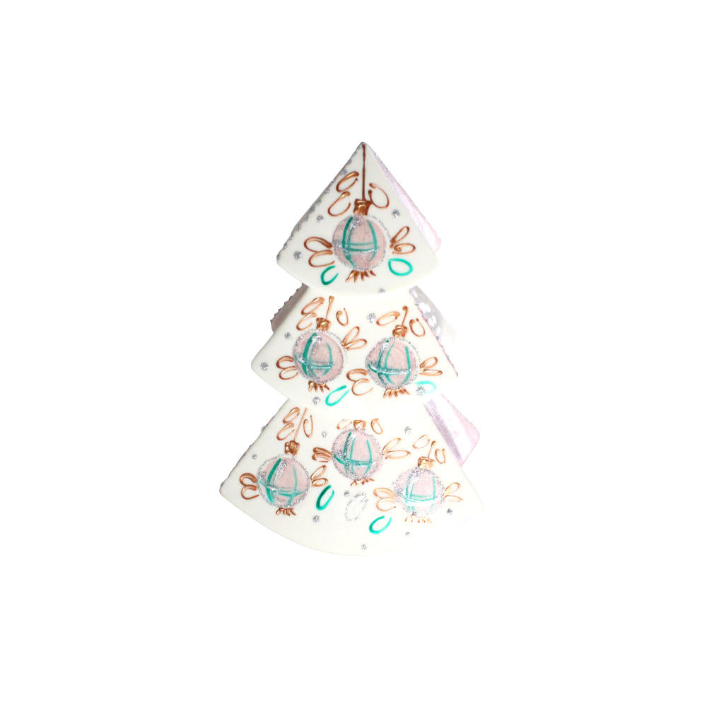 Sharon Albero Di Natale Cipria E Argento H.17x10x6 Cm In Porcellana Fine Dipinto A Mano Natale Nt25/05