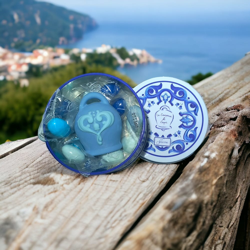 Sharon Campana di Capri Biscuit Avion Scatola in Latta H.5,5x10 c\ Confetteria Orefice 70Gr