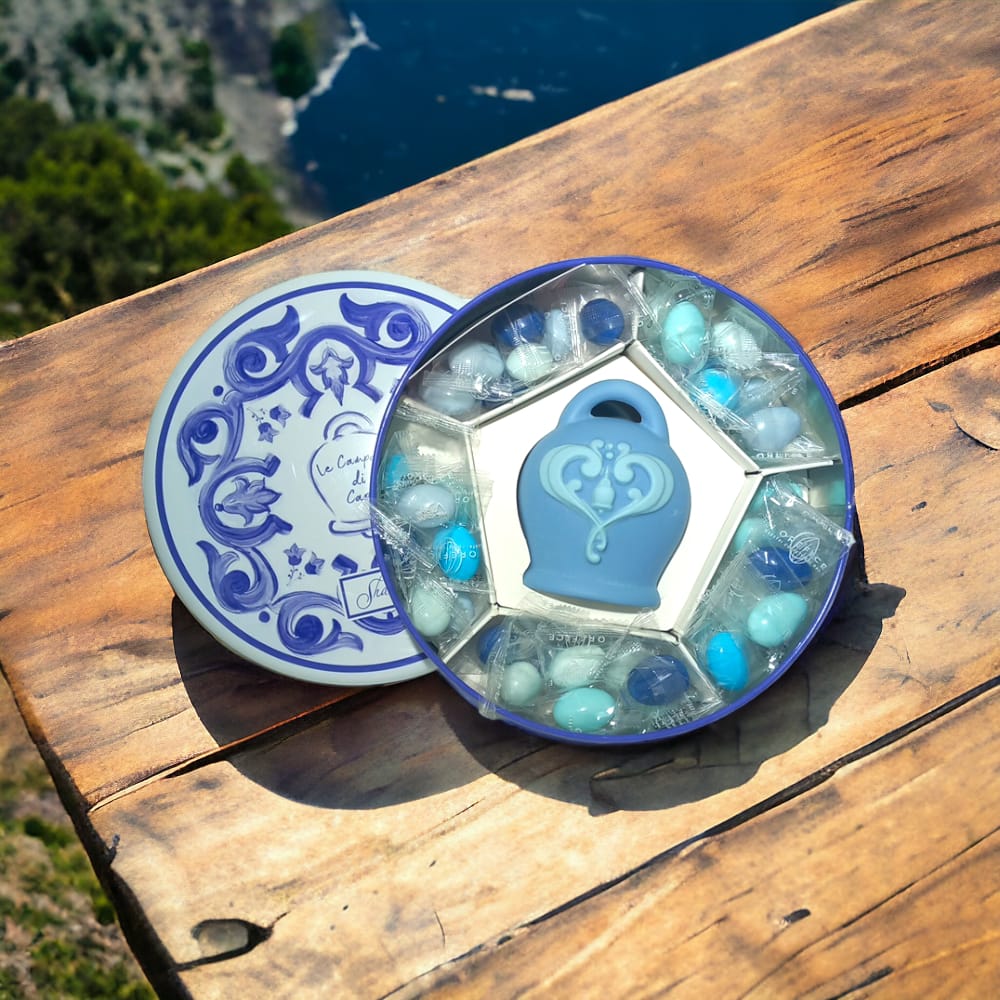 Sharon Campana di Capri Biscuit Avion Scatola in Latta H.7x19 c\ Confetteria Orefice 350Gr