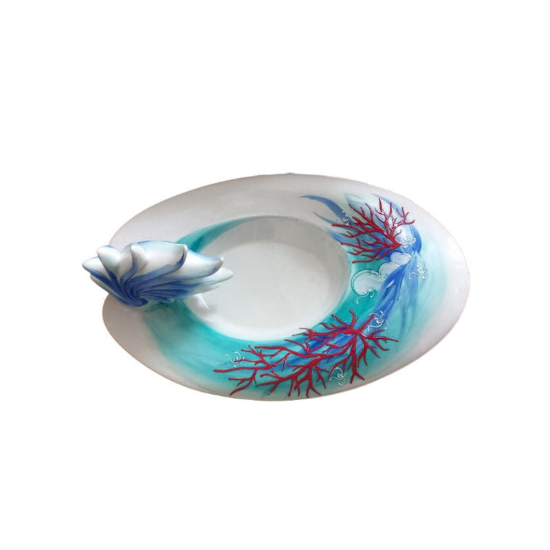 Sharon Centro tavola In Porcellana di Limoges Decorato A Mano Corallo H.17x38x27