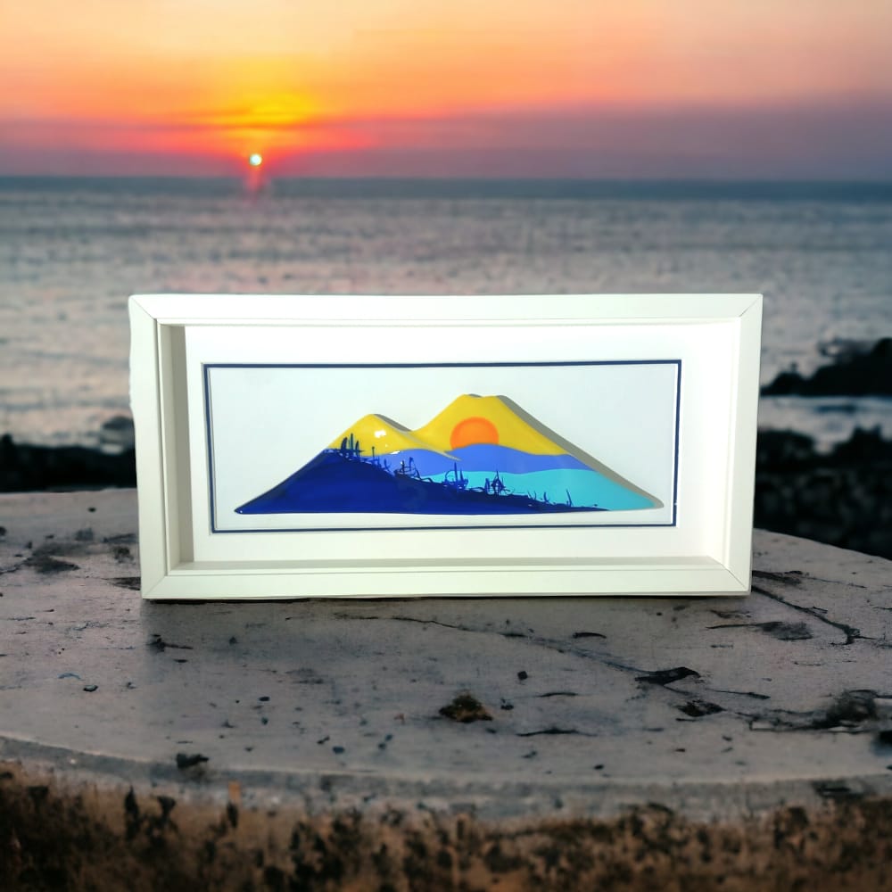 Sharon Sunset Quadretto Vesuvio in Porcellana 35,5x17,5 cm Dipinta a Mano