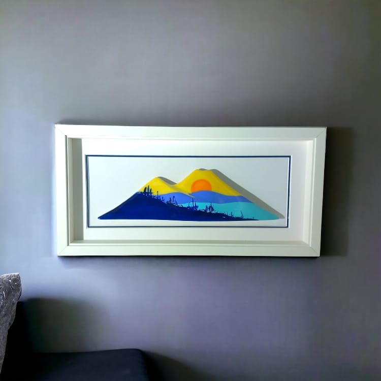 Sharon Sunset Quadretto Vesuvio in Porcellana 35,5x17,5 cm Dipinta a Mano