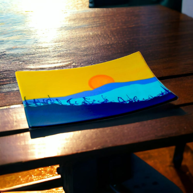 Sharon Sunset Svuotatasche in Ceramica 15x10 cm Dipinta a Mano