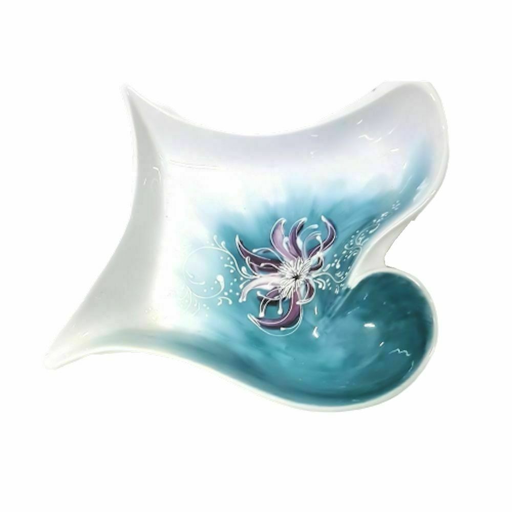 Sharon Svuotatasche In Porcellana Di Limoges Sea 21x21 Cm Dipinto a Mano