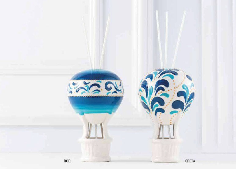 Sharon - 02 Diffusore Mongolfiera in Porcellana Blu Oceano & Fiori 🌊🌸