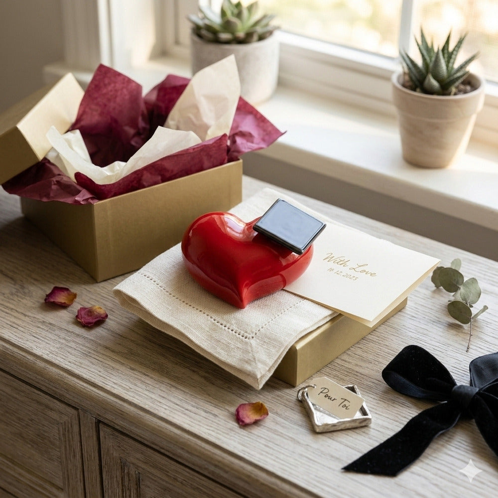 Sharon Cuore Rosso con Cappello Laurea Ceramica 9x7,5 cm