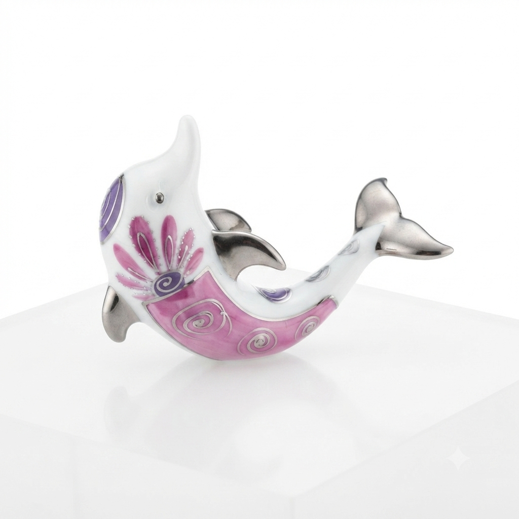 Sharon Delfino in Porcellana Rosa e Viola 15x7x7,5 cm