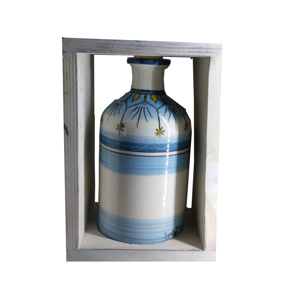 Spago Di Terra Bottiglia Grande Oliera In Ceramica 18x12cm Supporto In Legno Made In Italy