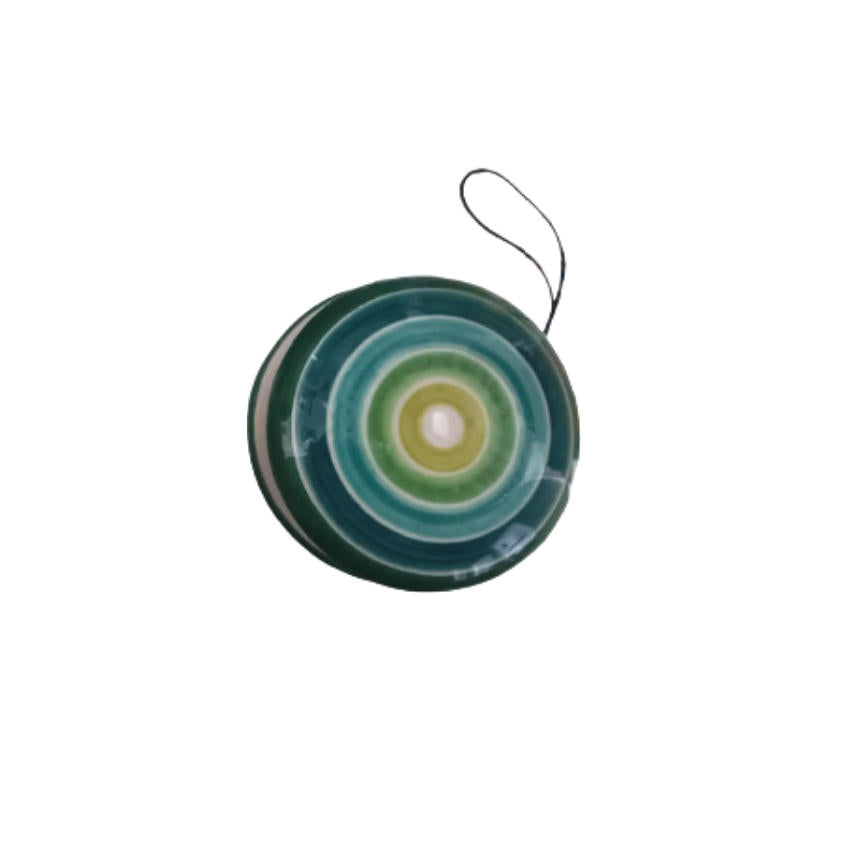 Spago Di Terra Yo-Yo Fasce In Ceramica Dipinta A Mano ø7x3,5 Cm Porta Fortuna Made In Italy Lc130/136ver