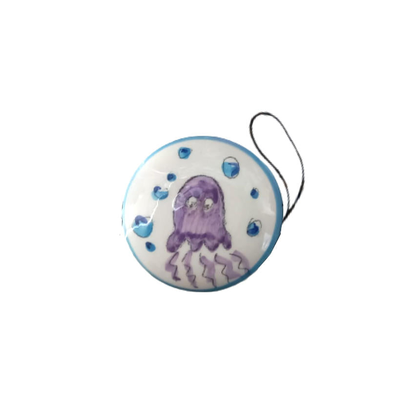 Spago Di Terra Yo-Yo Fantasia Seppia In Ceramica Dipinta A Mano ø7x3,5 Cm Porta Fortuna Made In Italy Lc137/140 Pac