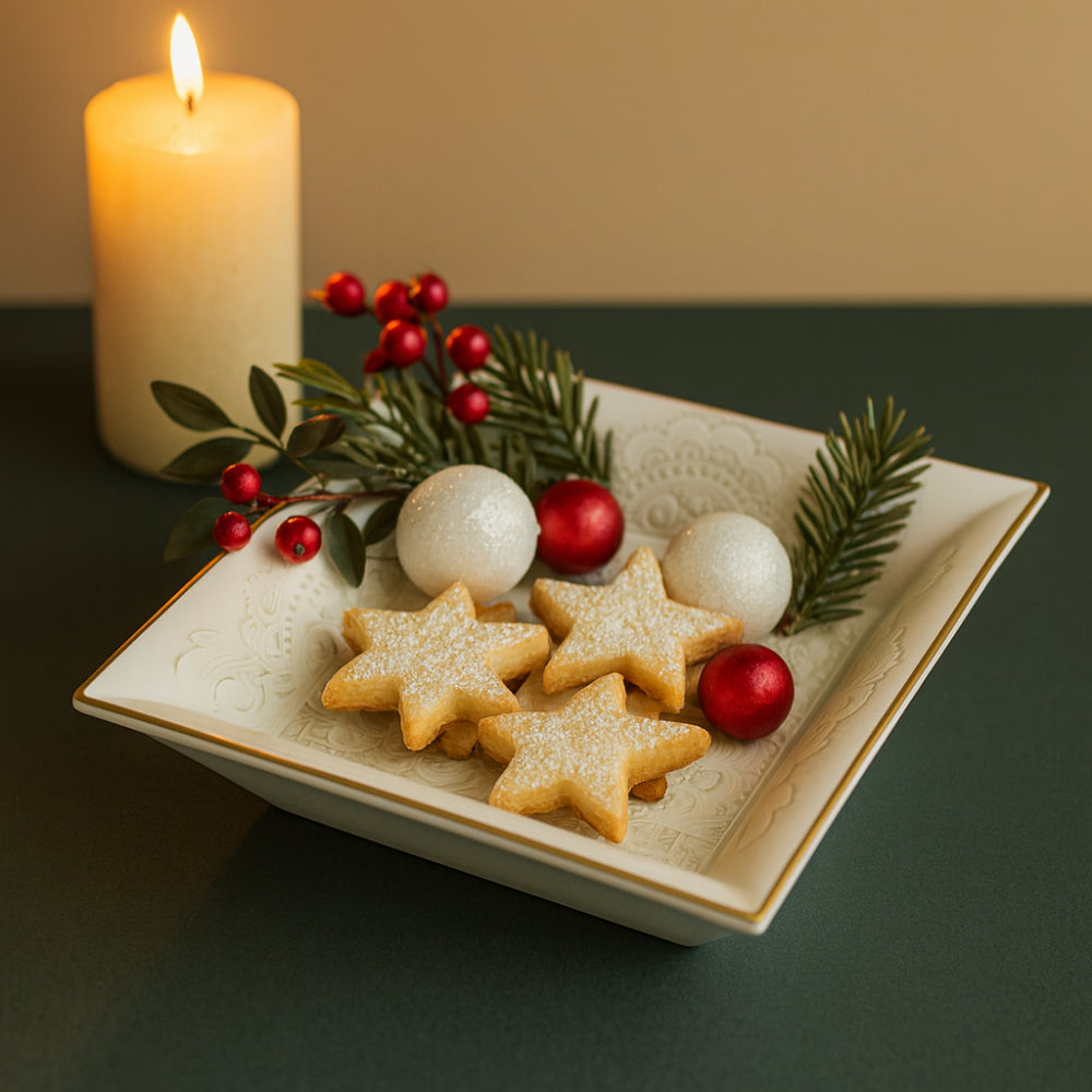 Svuotatasche Acquachiara in porcellana decorata filo oro 20×20 cm vintage