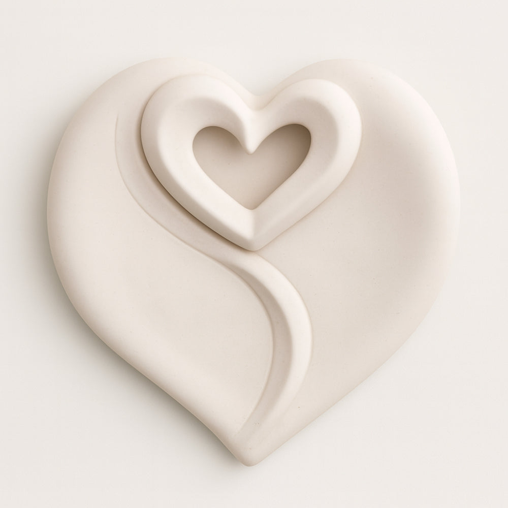 Svuotatasche Vide Poche Weds decoro cuori in porcellana 16x17 cm
