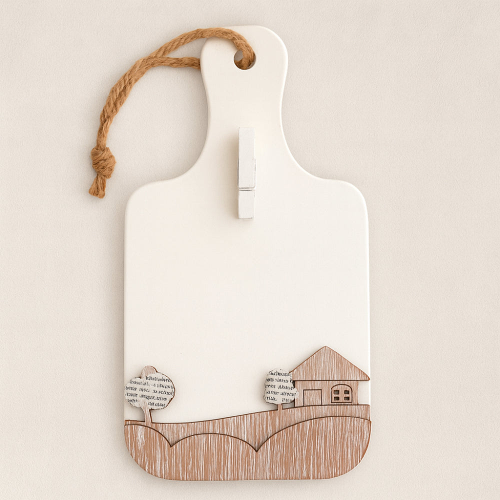 Tagliere portamemo Cuorematto in legno 10,5x20 cm per appunti