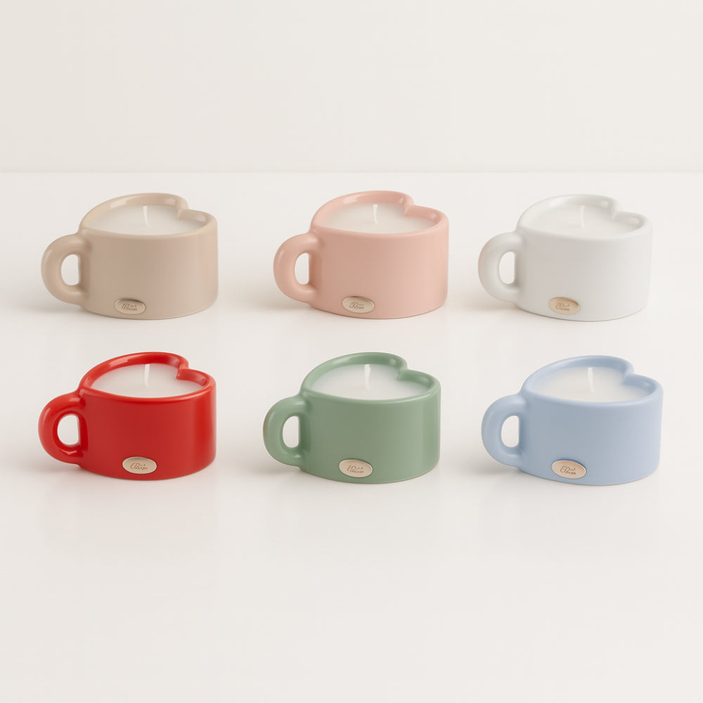 Tazzina a cuore Ilary Queen con candela profumata in porcellana colorata