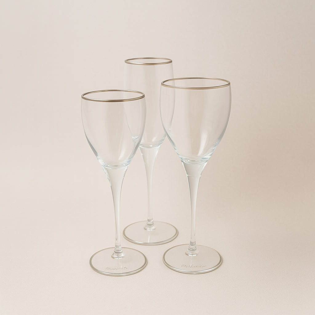 Tendenze Servizio Calici Filo Platino Set 30pz Acqua Vino e Flute