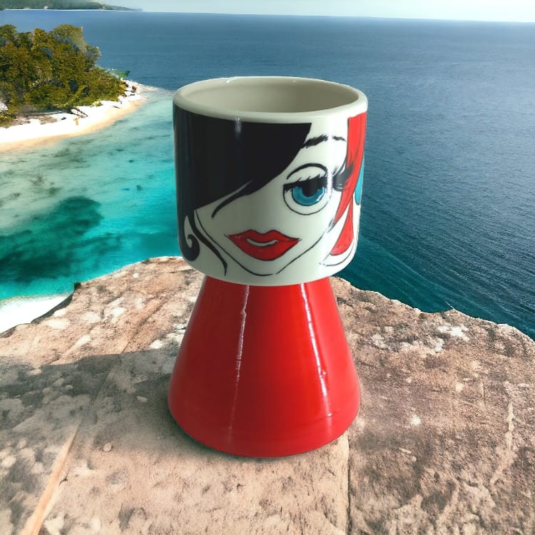 Totem porta piantina Tropicana rosso 15 cm Sharon – vaso decorativo in ceramica – Le Favole