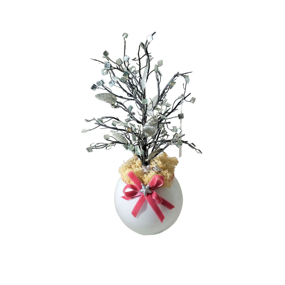 Vaso Natale con Composizione Natalizia Mirror Flowers - Fiori A Specchio H.35x12 Cm