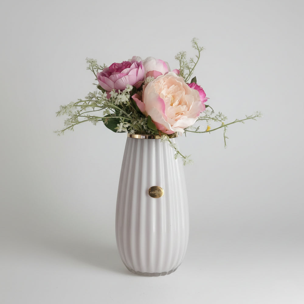 Vaso Basic Cipria Ilary Queen vetro con ghiera oro H 25 cm