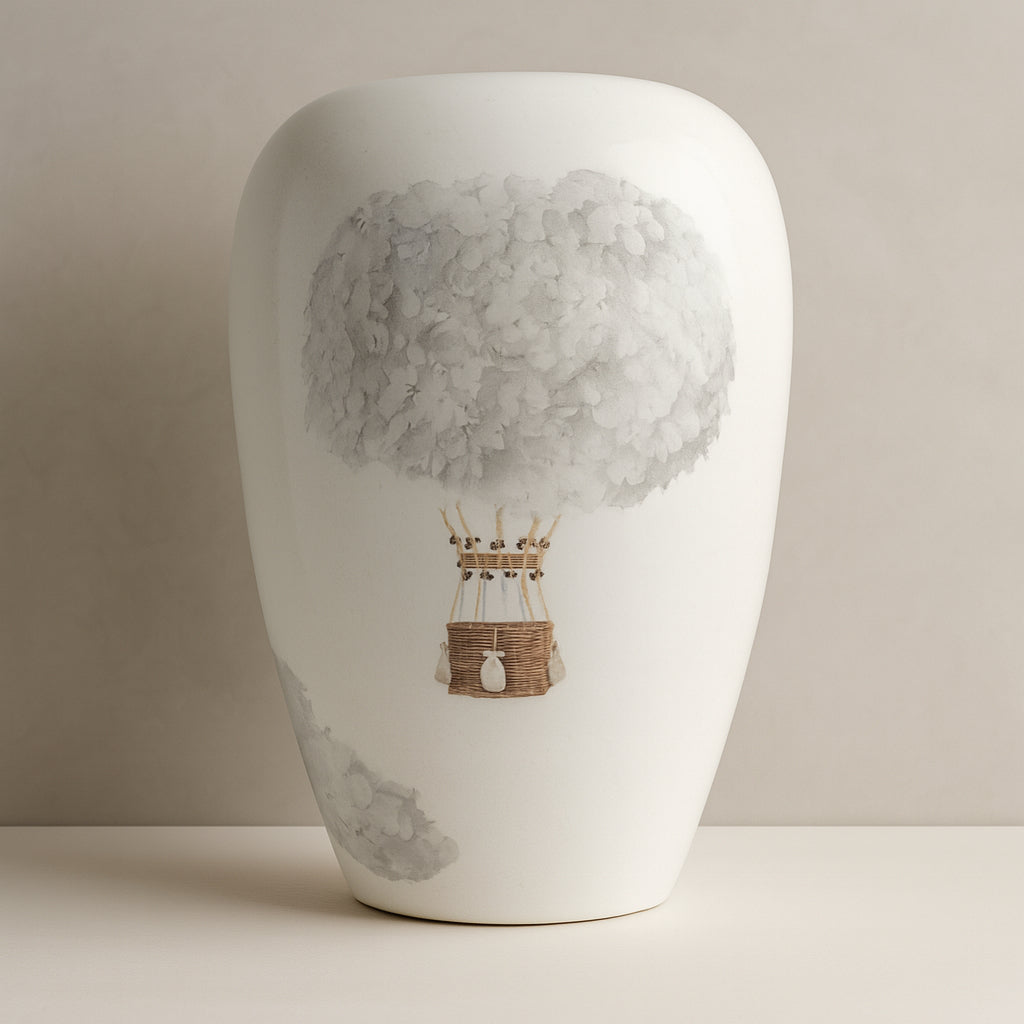 Vaso Ceramiche Viva porcellana decoro mongolfiera H 18 cm