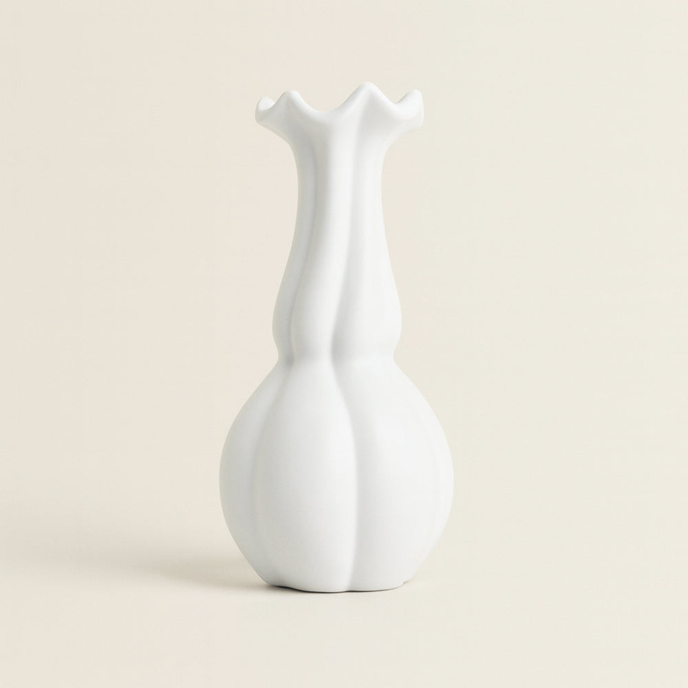 Vaso Fagotto bianco in ceramica smaltata Cuorematto h 33 cm – vaso decorativo artigianale