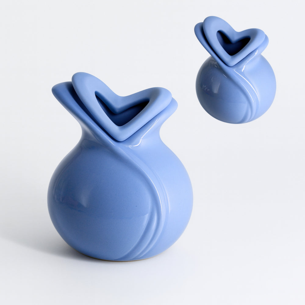 Vaso diffusore Weds decoro cuori in porcellana Made in Italy H 15x13 blu