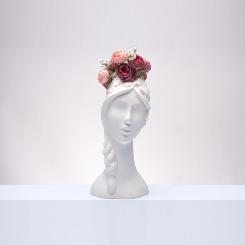 Vaso viso di donna Emmebi in ceramica bianca H24 cm design elegante