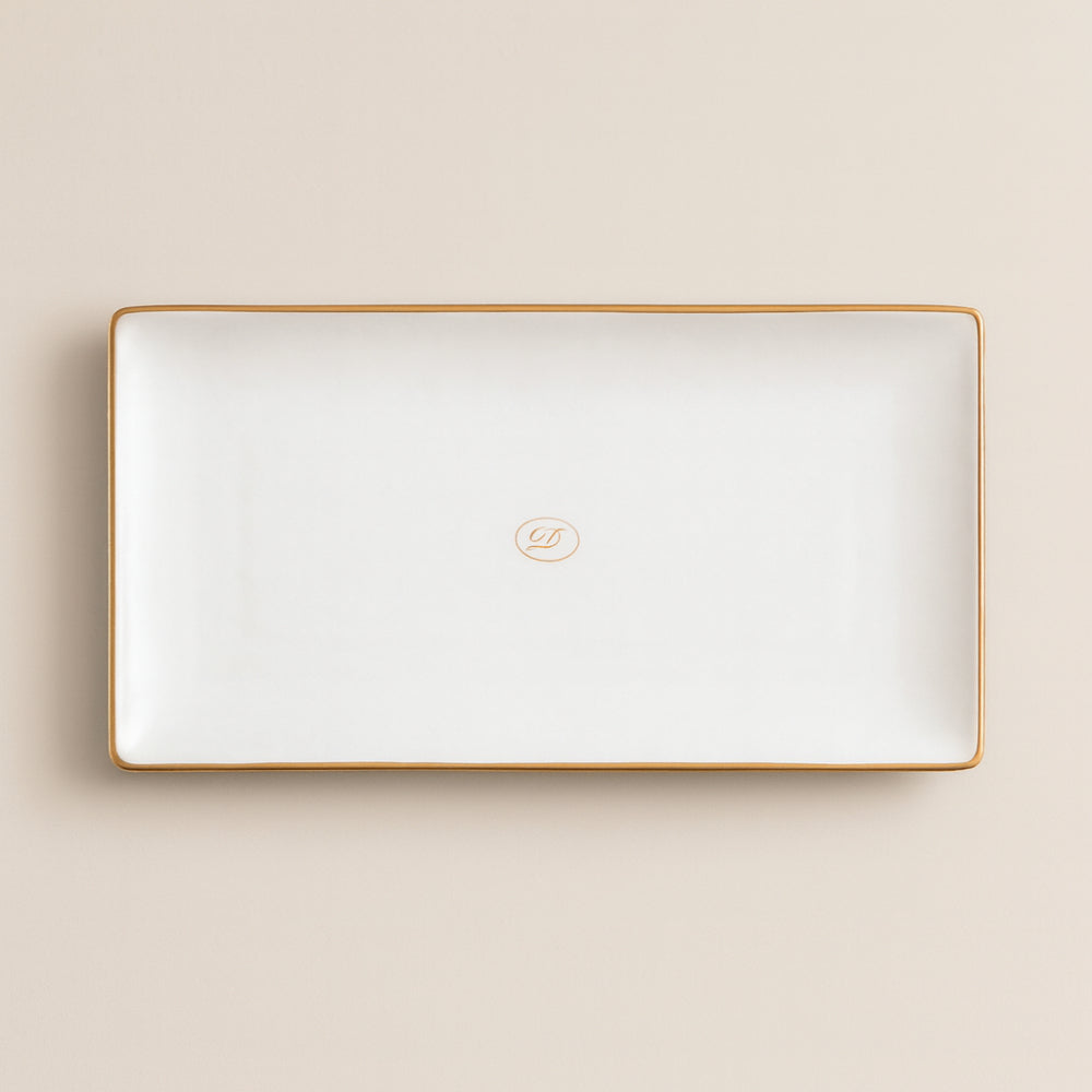 Vassoio bianco con filo oro Dea Capodimonte 14,5x29 cm