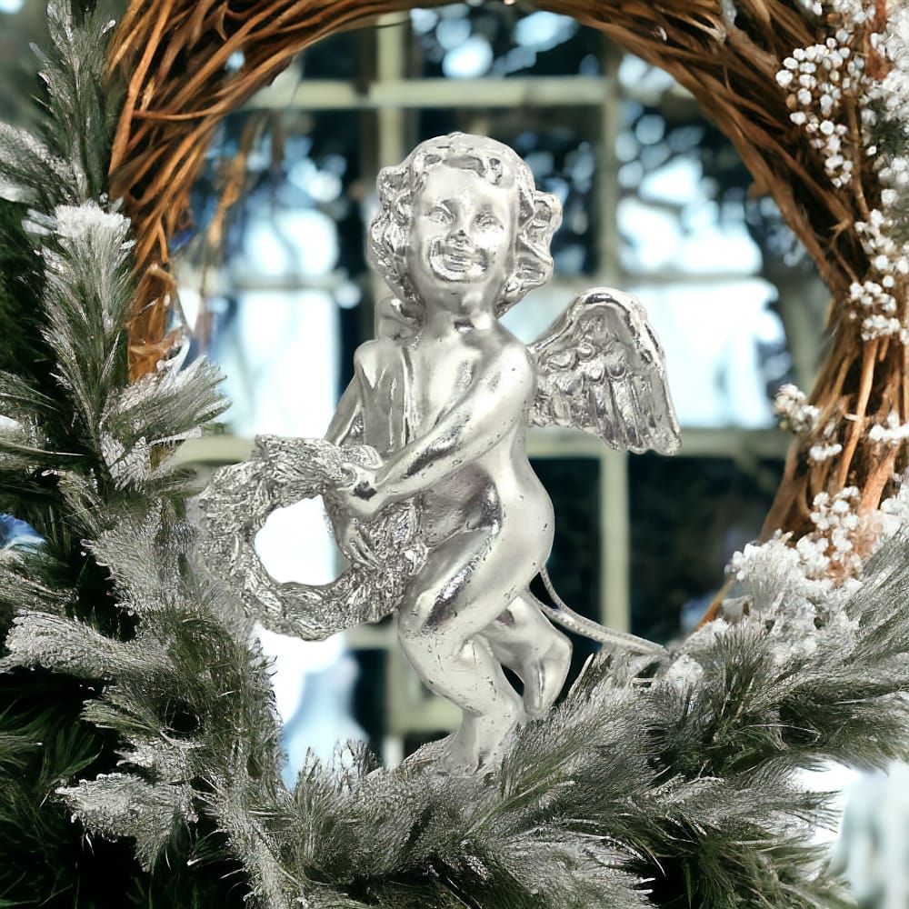 Villa Collection Angelo in Resina Argentato e Anticato H.13cm