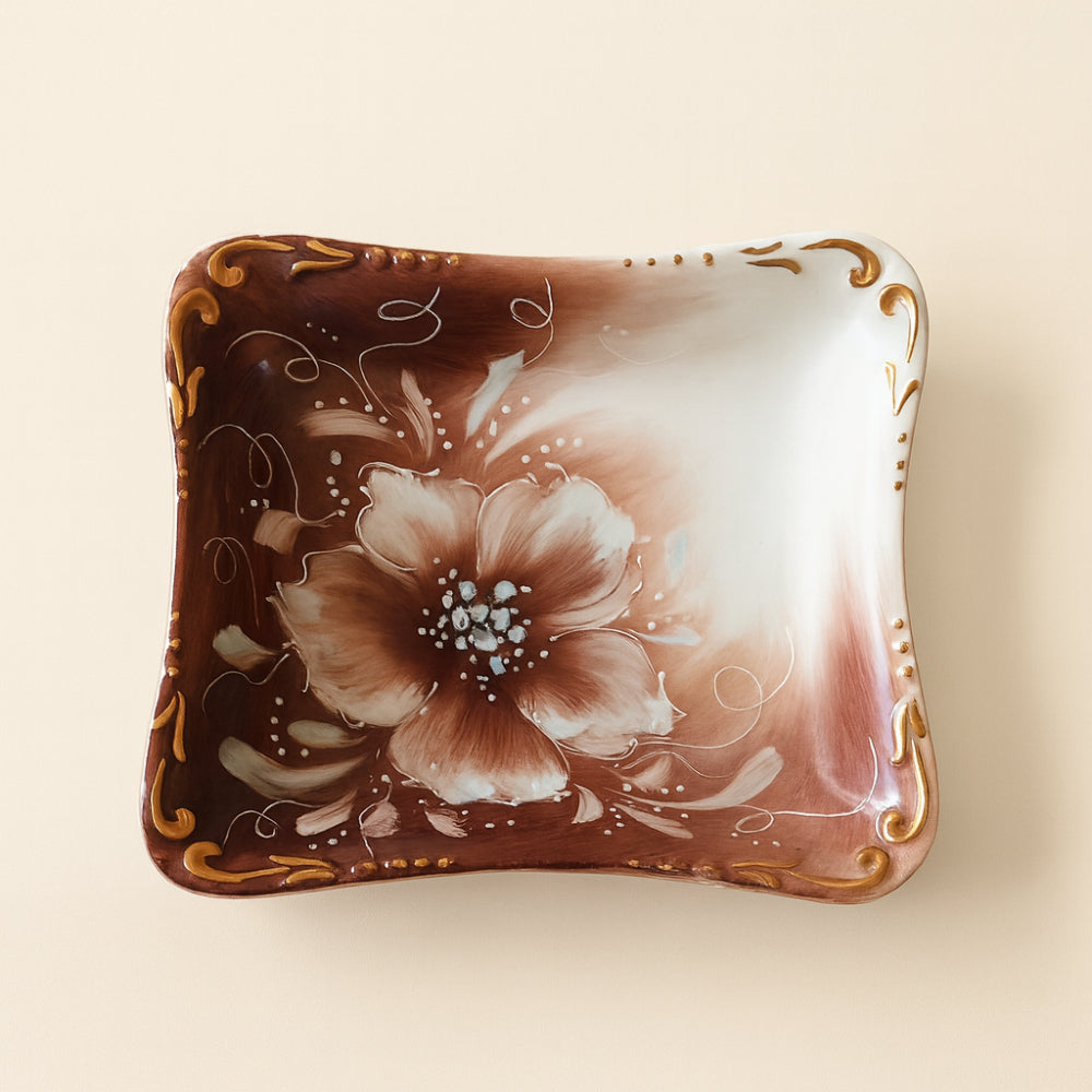 Vuotatasche Sharon in porcellana Limoges dipinto a mano 17x14,5 cm