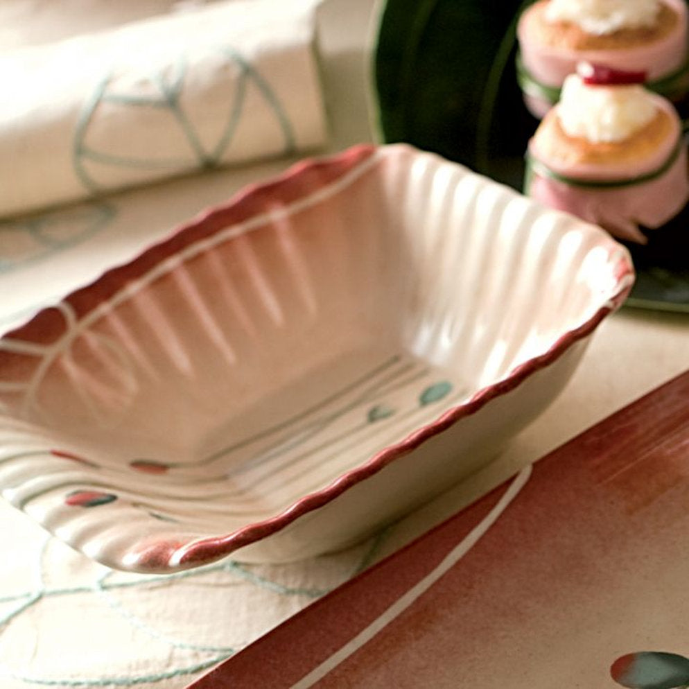 Wald Set 2pz Ciotola rettangolare decorata In Ceramica Kergres decorata a mano sottosmalto Naturalmente