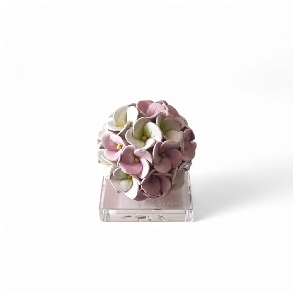 Gli Alberelli Piantine Natura Ortensia con Base in Ceramica di Capodimonte 7x9cm