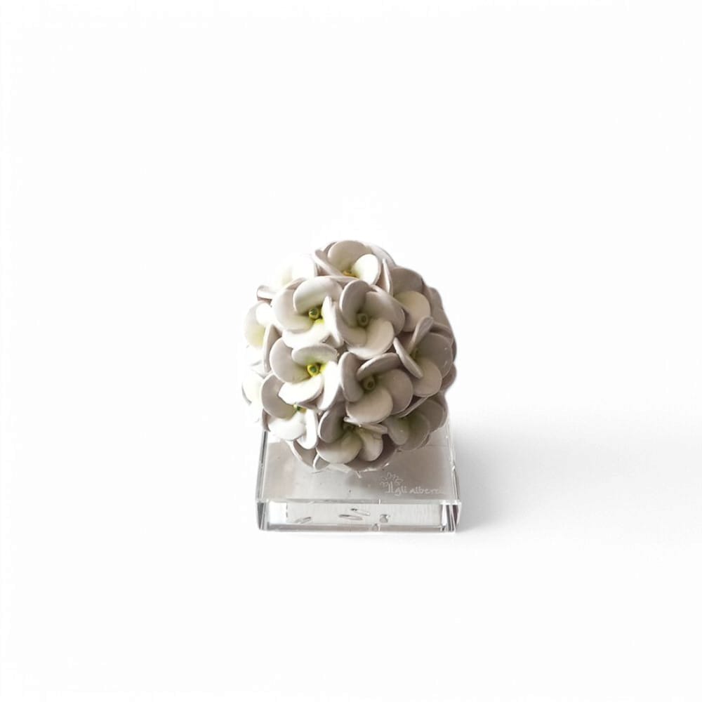 Gli Alberelli Piantine Natura Ortensia con Base in Ceramica di Capodimonte 7x9cm