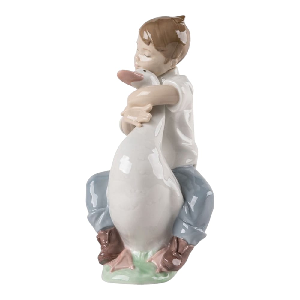 NAO by Lladrò Porcelain Sculpture Child with Goose 20x12x13 cm