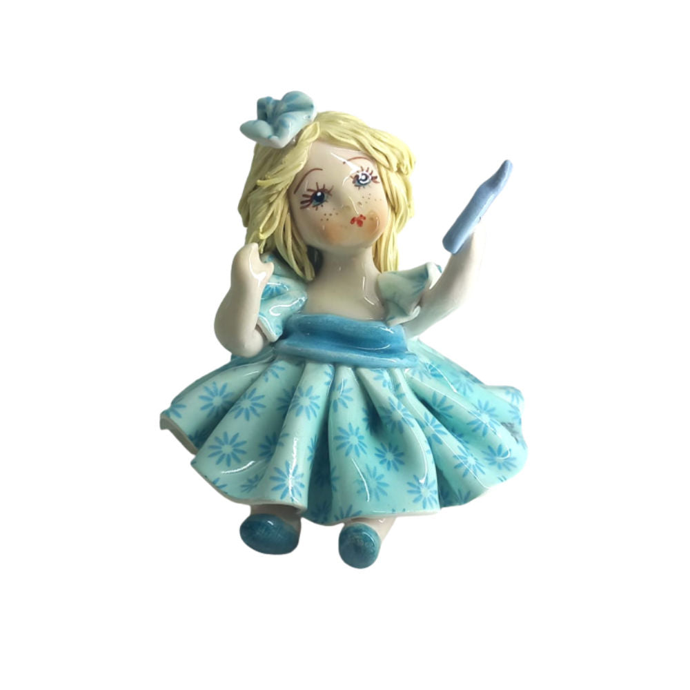 Zampiva Bambola Bimba Azzurra 01 Selfie Made In Italy In Ceramica B00446
