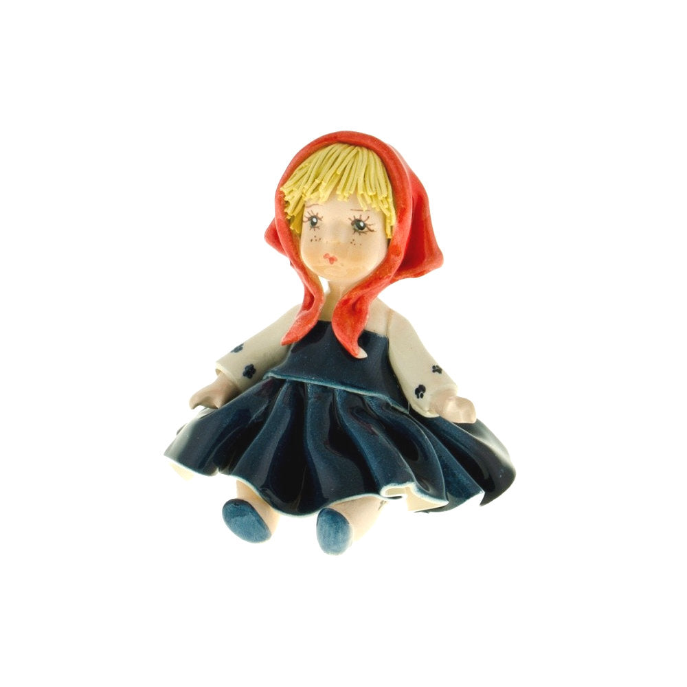 Zampiva Bambola Damina Campestre H.9 Cm Made In Italy In Ceramica 00387