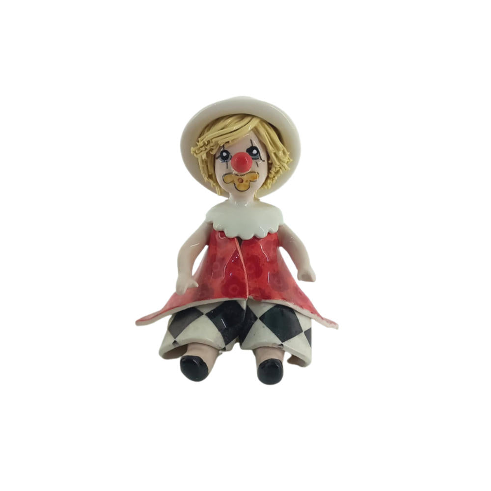 Zampiva Clown Pagliaccio H.9 Cm Made In Italy In Porcellana 20111