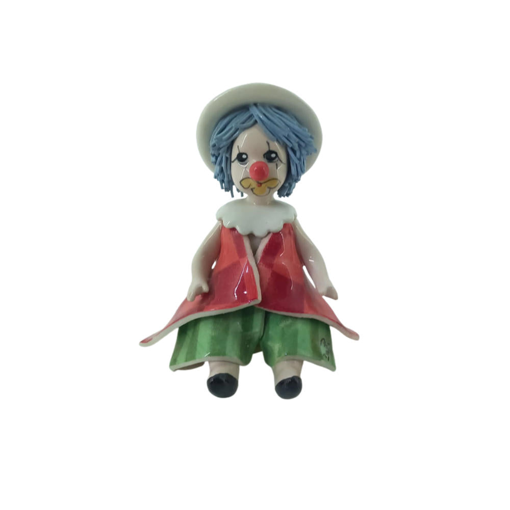 Zampiva Clown Pagliaccio H.9 Cm Made In Italy In Porcellana 20112