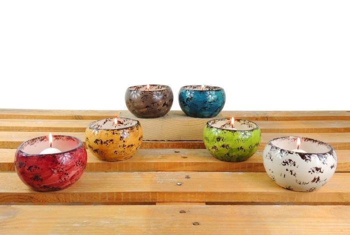Zampiva Porta Candele Bianco 11,5 Cm Colore Decoro Maculato Nuovo In Porcellana