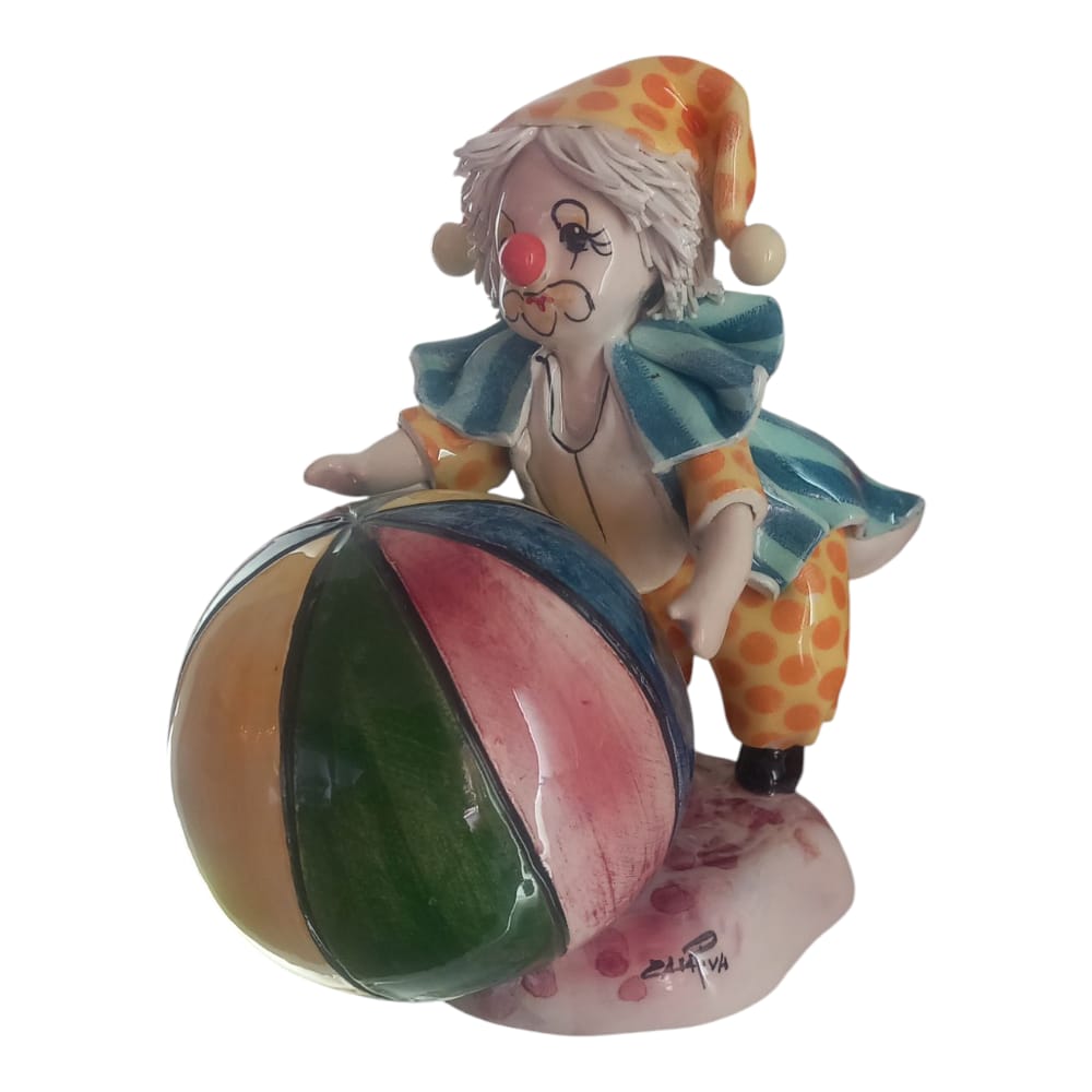 Zampiva Clown Pagliaccio H.14x13 Cm Made In Italy In Porcellana 20125